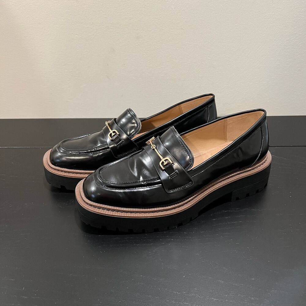 Sam Edelman Black Patent Lug Sole Loafers - Picture 5 of 13